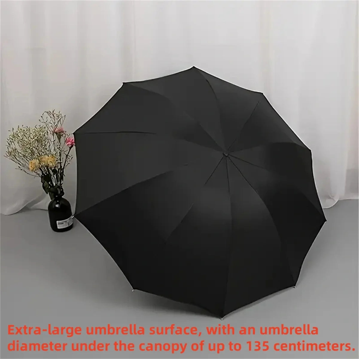 Large size super large umbrella for men and women, three-person double-use umbrella for sun and rain, strengthening, student fol