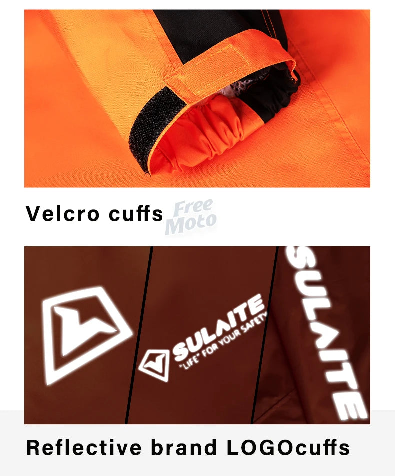 SULAITE Motorcycle Raincoat Suits Men Waterproof Rain Gear Rain Jacket Reflective Work Rain Coats Lightweight Hiking Rainsuit