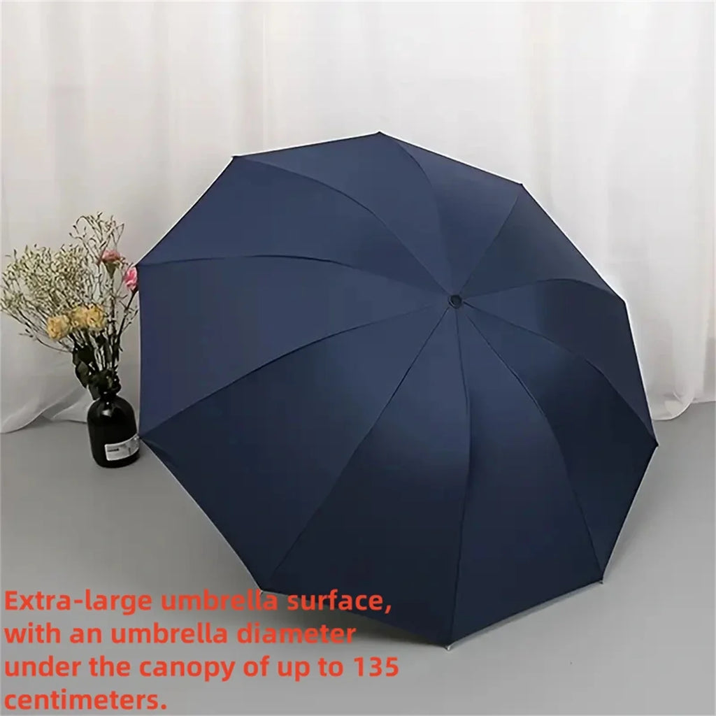 Large size super large umbrella for men and women, three-person double-use umbrella for sun and rain, strengthening, student fol