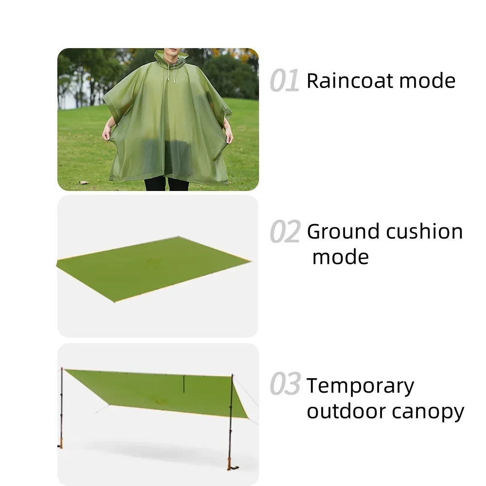 Reusable Rain Ponchos with Drawstring Hood for Adults Waterproof Thicken Rain Coat Outdoor Hiking Raincoat Travel Bicycle Poncho