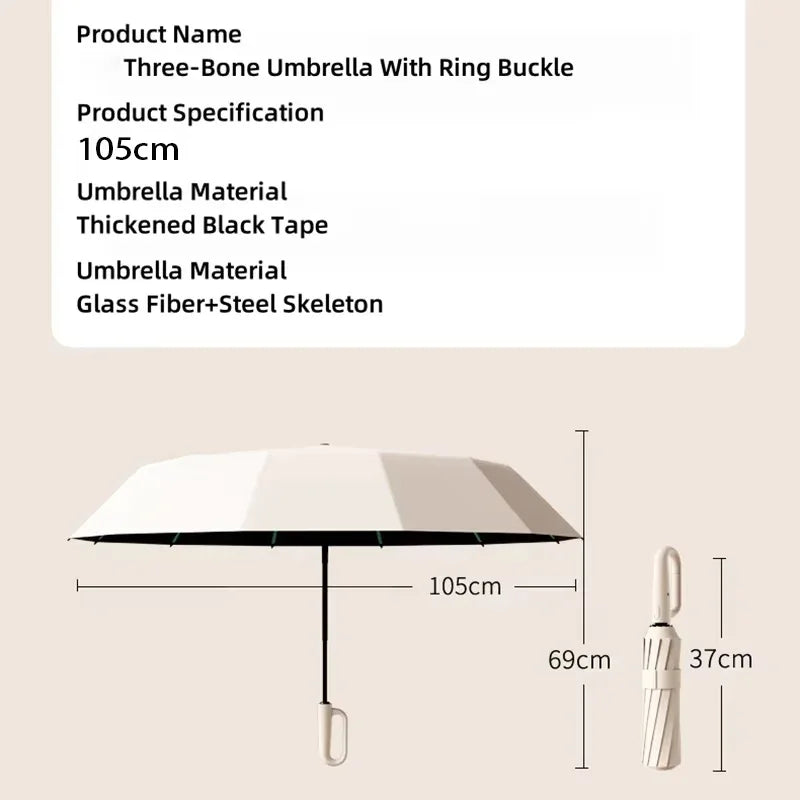 20 Bones 105cm Reinforce Ring Clasp Fully Automatic Umbrella for Men and Women Folding Windproof Strong Waterproof Sunscreen