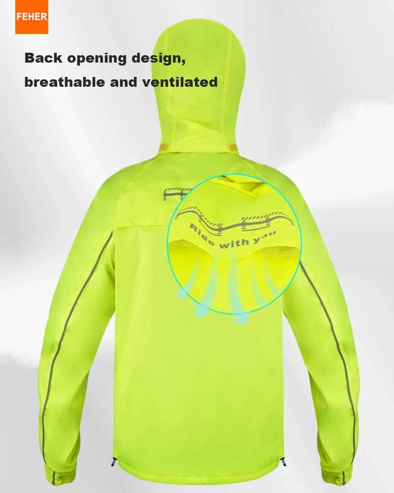 FEHER Motorcycle Raincoat Suit Unisex Rainstorm Waterproof Motorbike Raincoat Lightweight Design Tear Resistant for Rainy Days