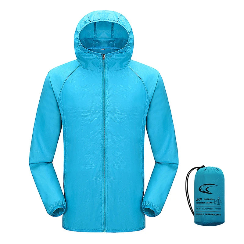 JNLN Unisex Waterproof Outdoor Sport Jacket Men Women Hiking Camping Trekking Quick Dry Windbreaker Sun-Protective Rain Coat
