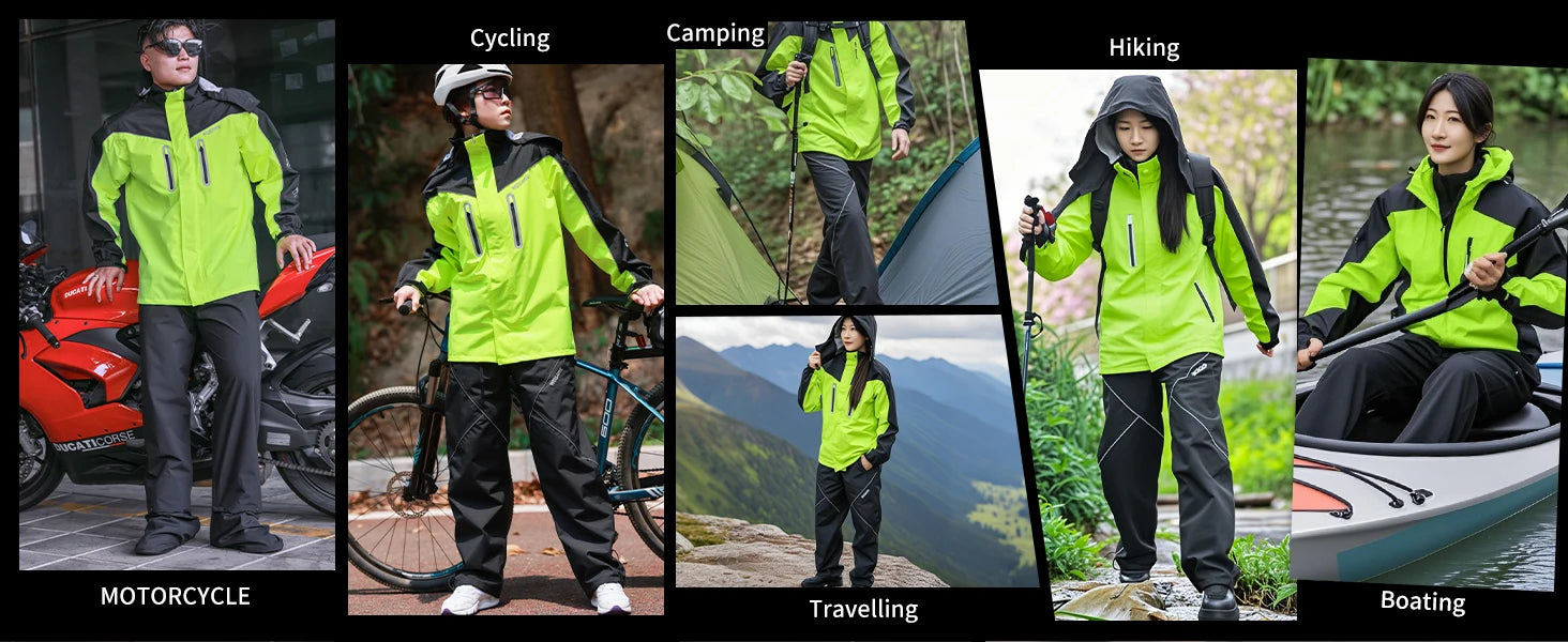 WOSAWE Motorcycle Raincoat Split Men Women Riding Rain CoatAnti-storm Locomotive Rain Cape Whole Body Waterproof Reflective