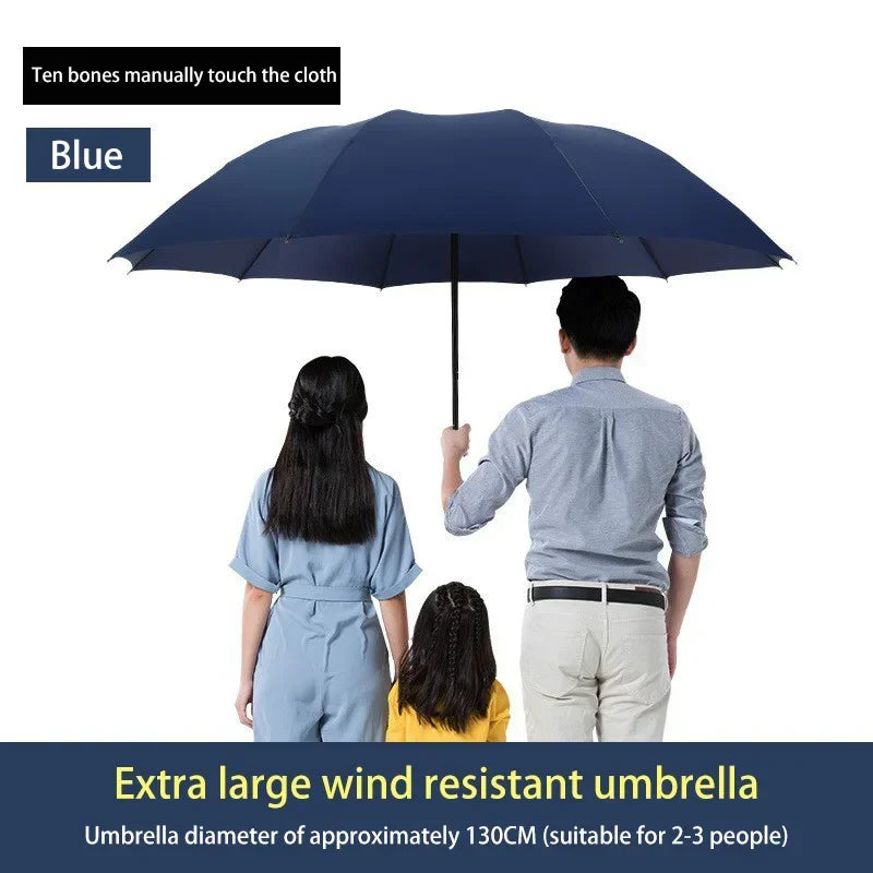 130cm Extra-large Folding Umbrella Heavy-duty Reinforced Portable Travel Windproof Rain Umbrella For Travel Family Use 2026