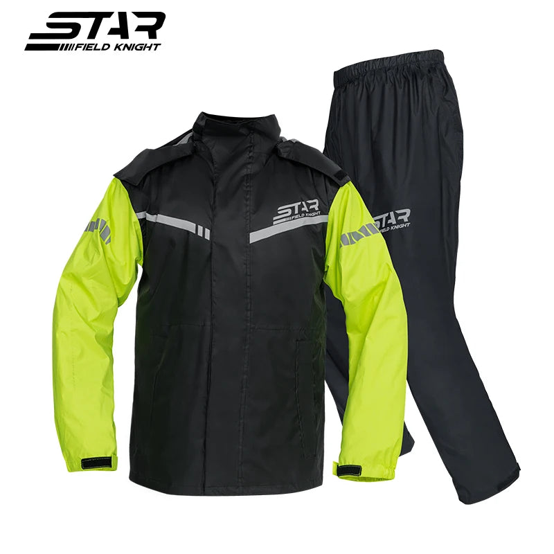 SFK 2025 New Green Motorcycle Rider Raincoat Split Type 2pcs/Set Deep Rainproof Upgraded Version For Rainy Riding Clothes Suit