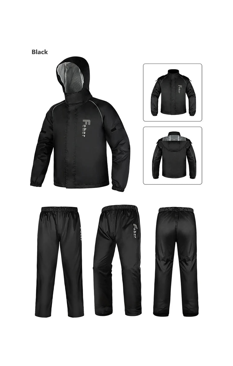 FEHER Motorcycle Raincoat Suit Unisex Rainstorm Waterproof Motorbike Raincoat Lightweight Design Tear Resistant for Rainy Days