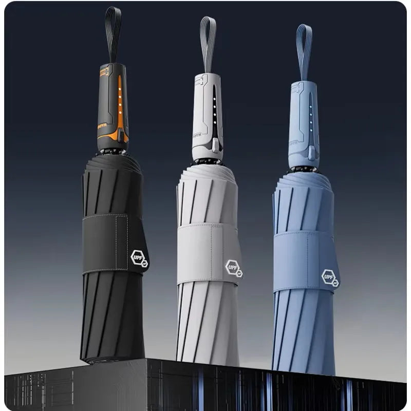 Mechanical handle umbrella, widened strap umbrella, automatic umbrella, large, sturdy, wind resistant, men's minimalist umbrella