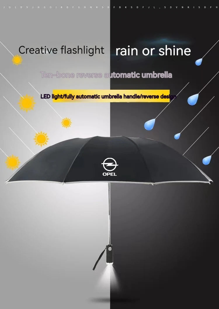 Opel Astra Corsa Grandland Insignia Mokka Vectra Tigra Vivaro Zafira Combo Delica Car Automatic Folding Sun Umbrella Sunshade