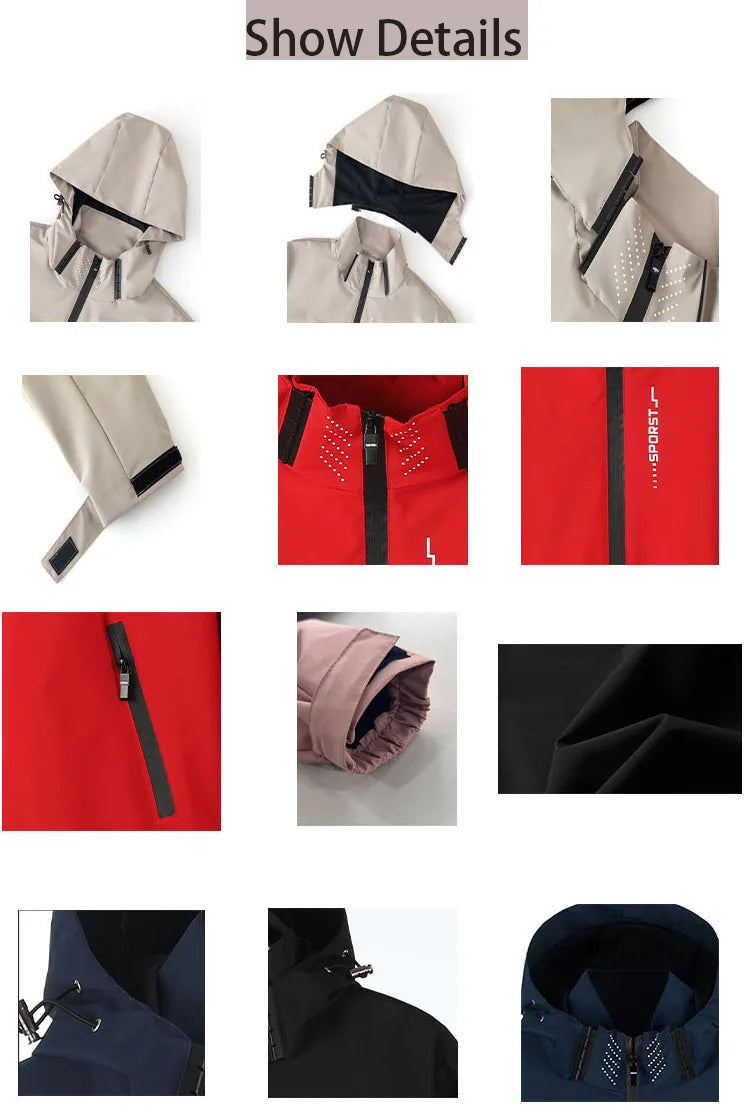 2025 Edition Red Bull Men's Women's Outdoor Sports Windproof Jacket with Waterproof Spring/Autumn Hiking Coat with Hood Raincoat