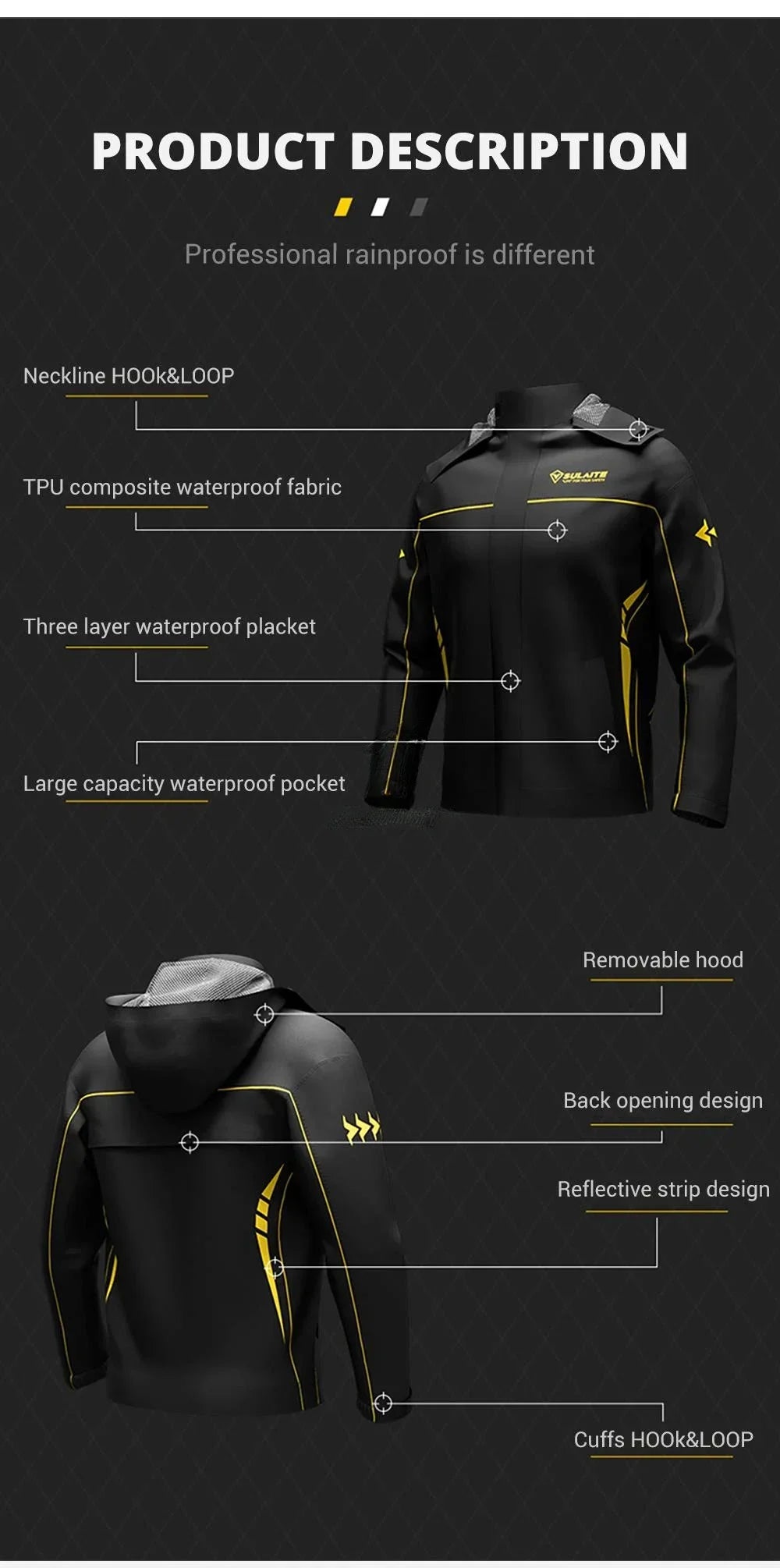 Waterproof Motorcycle Rain Suit-Full Body Raincoat & Rain Pants Set with Reflective Strips Fit for Men Women All-Weather Cycling