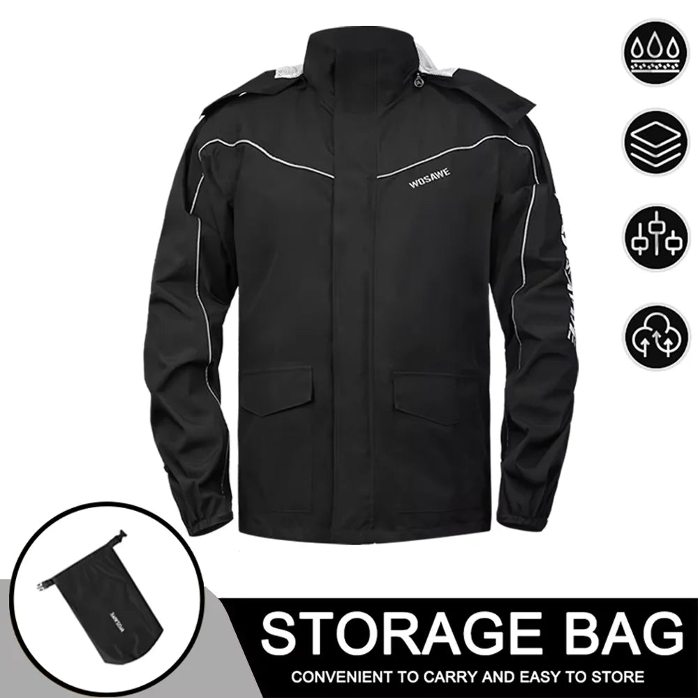 WOSAWE Motorcycle Raincoat Men's Rainproof Thickened plus-Sized Riding Full Body Split Single Raincoat Rain Pants