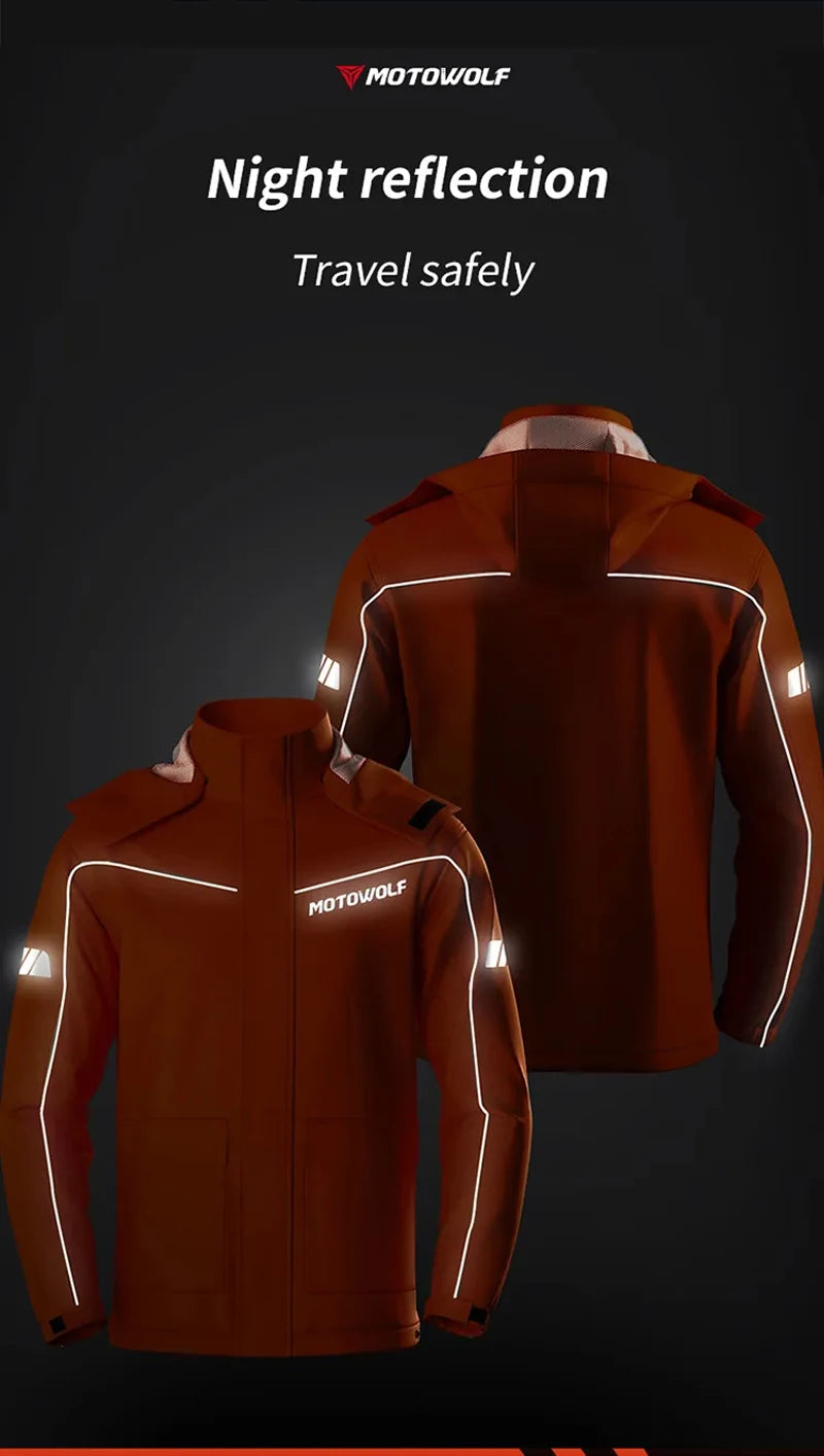 Motorcycle Rainsuit Waterproof Split Raincoat Suit Cycling Motorbike Jacket and Pants Lightweight Foldable Windproof Reflective