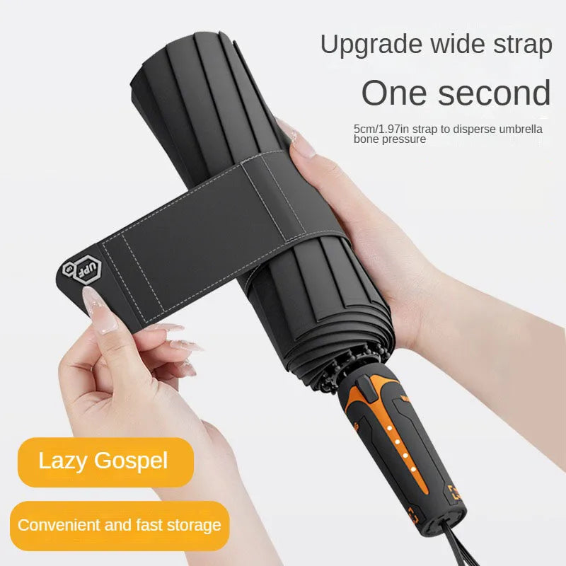 Mechanical handle umbrella, widened strap umbrella, automatic umbrella, large, sturdy, wind resistant, men's minimalist umbrella