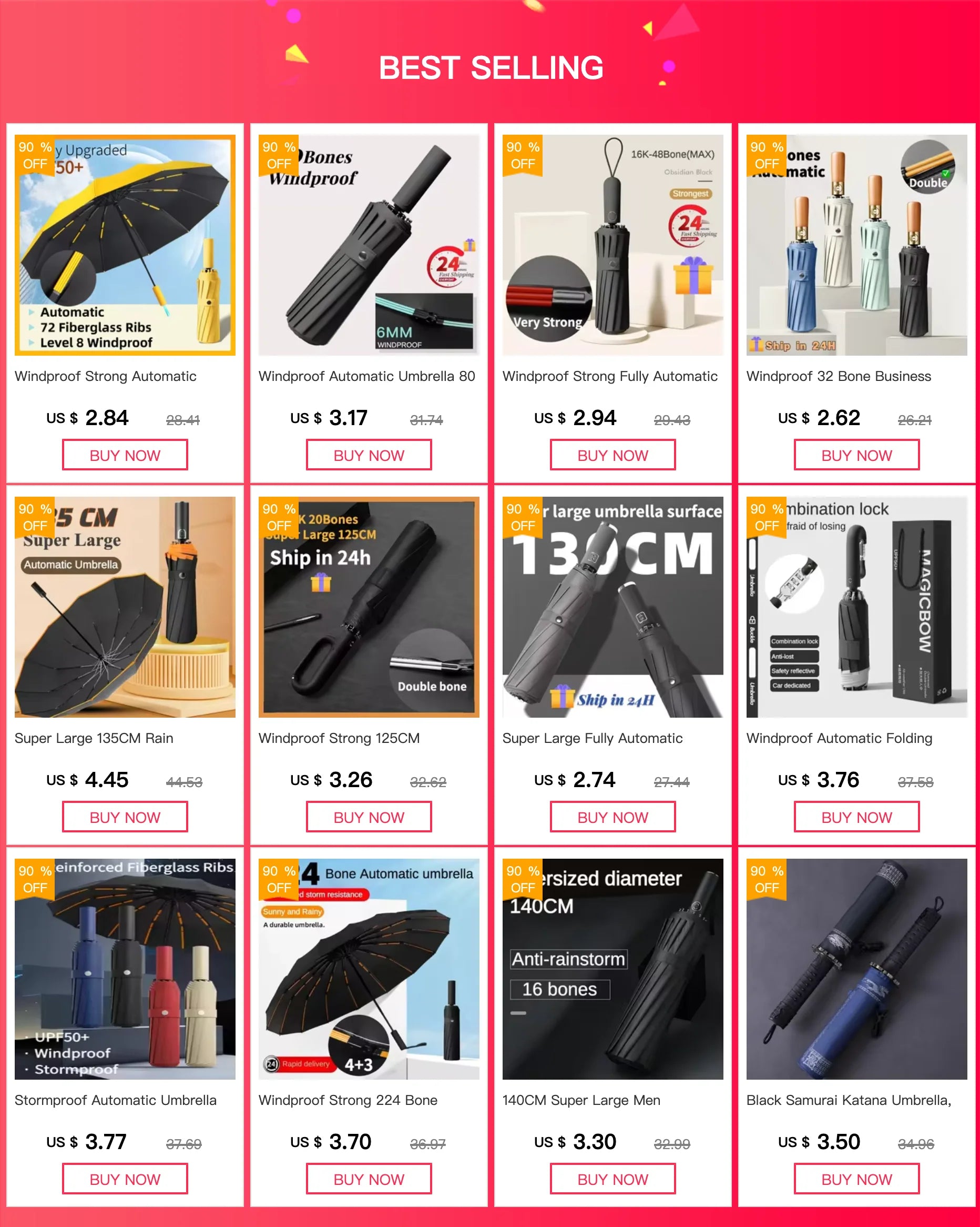 Stormproof Windproof Automatic Umbrella,288 Reinforced Fiberglass Ribs, Sun UV UPF50+ Protect, Compact Folding Rain Umbrella Men