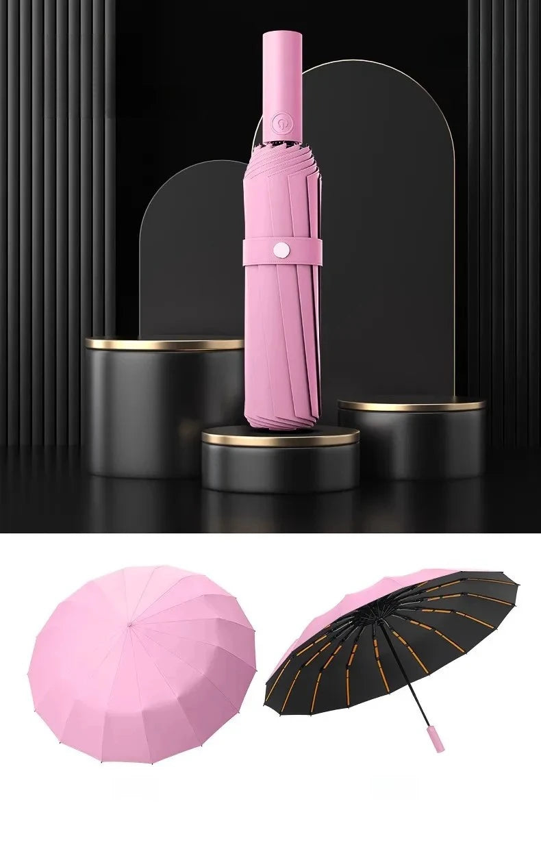 Stormproof Windproof Automatic Umbrella,288 Reinforced Fiberglass Ribs, Sun UV UPF50+ Protect, Compact Folding Rain Umbrella Men