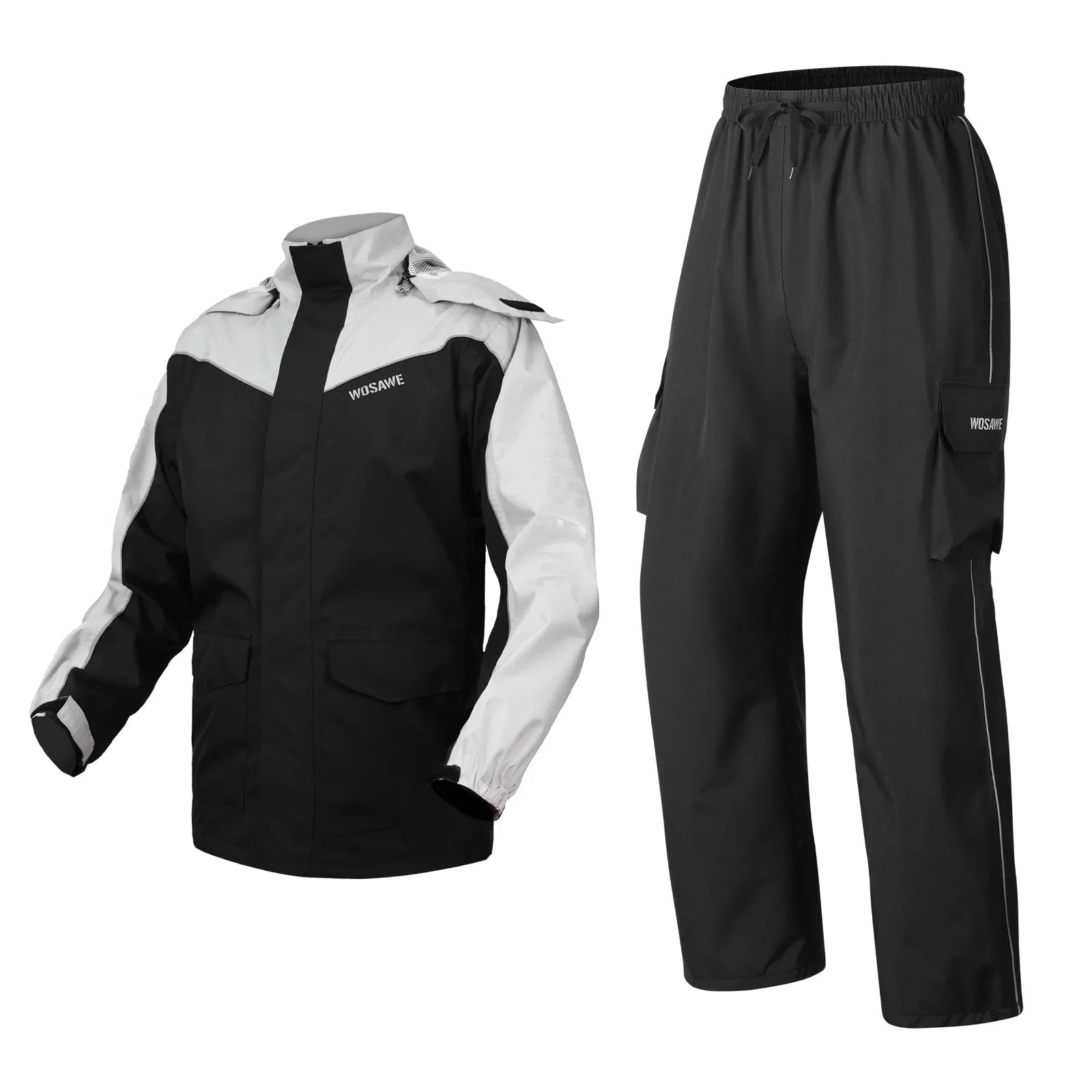 WOSAWE Motorcycle Raincoat Suit Moto Rider Split Waterproof Jacket Rain Pants E-bike Hiking Fishing Camping Foldable Rainwear