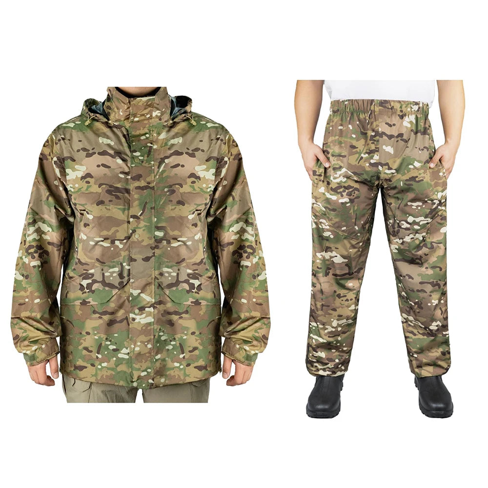 Rain Coat Set Suit Adults Unisex Men Women Camp Raincoat Set Hiking Hunting Fishing Outdoor Rainwear Rain Gears Cover Cp Tree