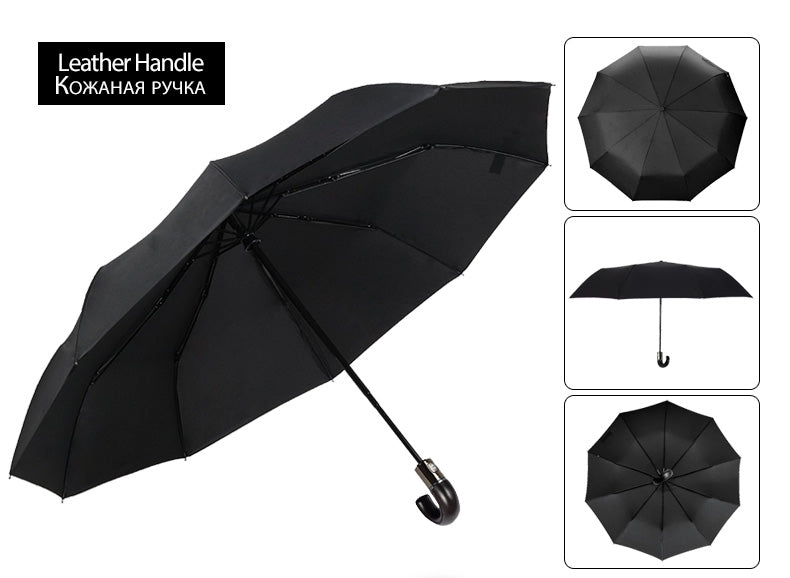 Genuine Parachase Folding Umbrella Brand Business Men Automatic Umbrella Rain Windproof Curved Handle Prasols for Adult