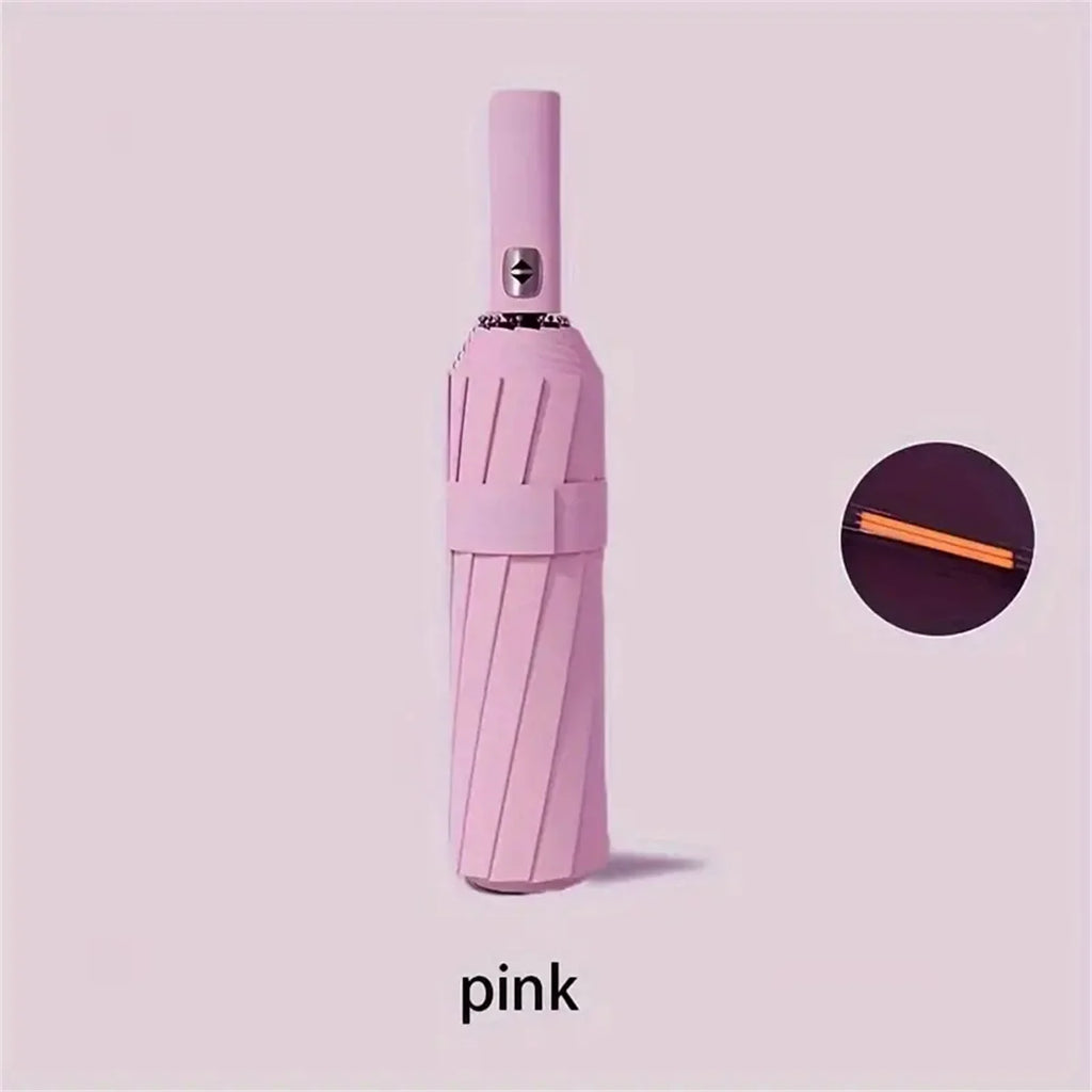 12 Bone Black Glue Fully Automatic Umbrella With Thick And Durable Keel Three Fold Umbrella UV Resistant Folding Umbrella