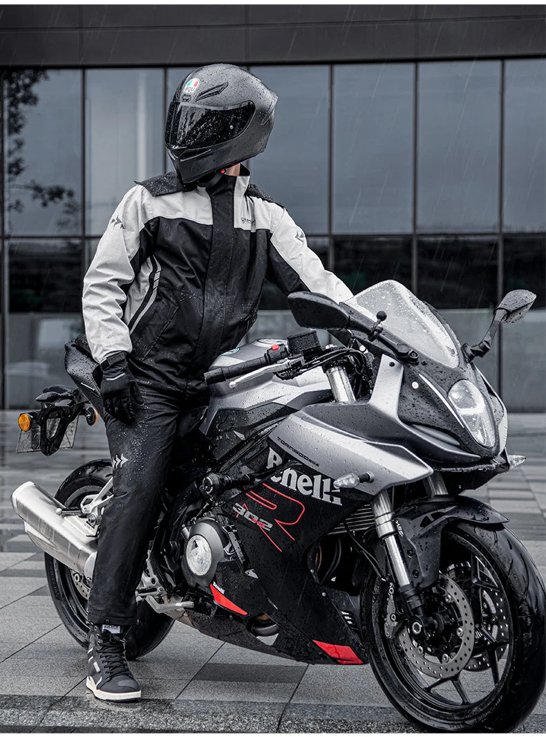 SULAITE Motorcycle Raincoat Suits Men Waterproof Rain Gear Rain Jacket Reflective Work Rain Coats Lightweight Hiking Rainsuit