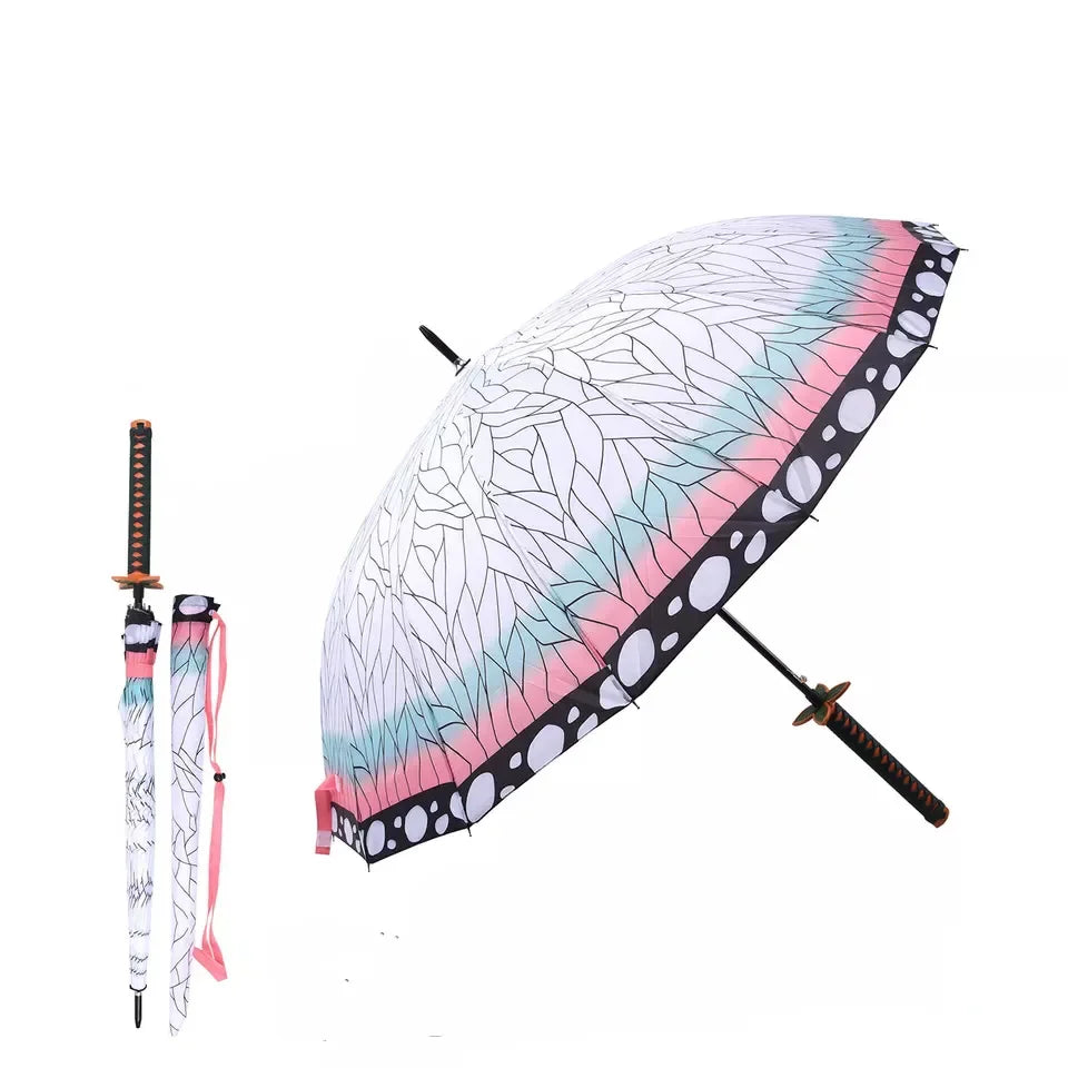 Anime Demon Slayer Katana Umbrella Long Handle Parasol Raincoar Zenitsu Tanjirou Samurai Sword Japanese Katana Umbrellas Gift