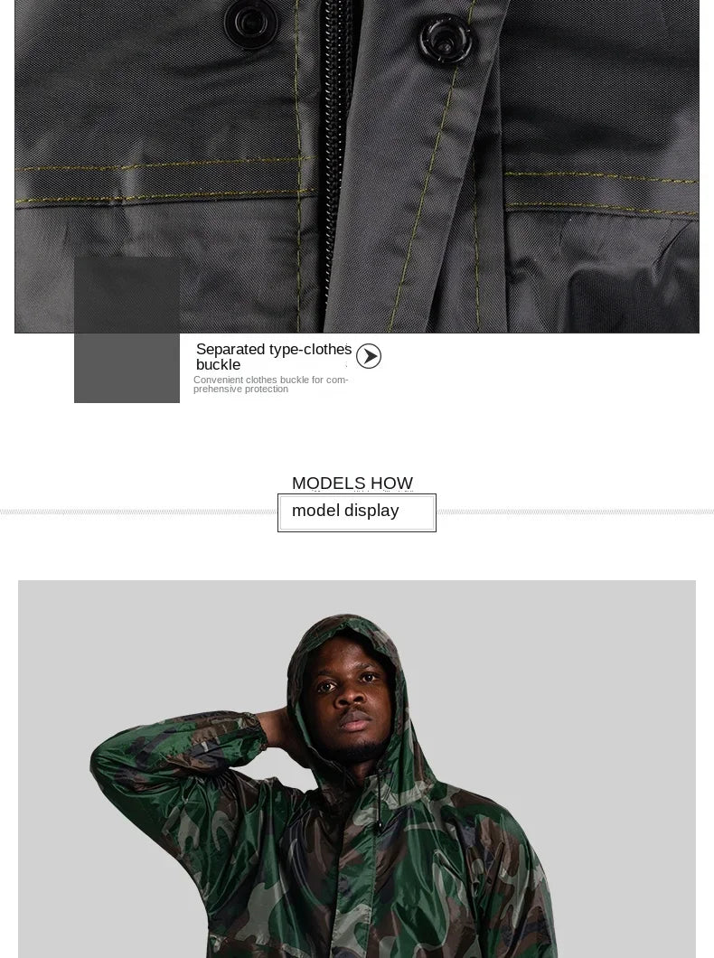 Waterproof Raincoat /Conjoined Men Raincoat/overalls Men and Women Fission Rain Suit Rain Coat Hooded Womens Raincoat