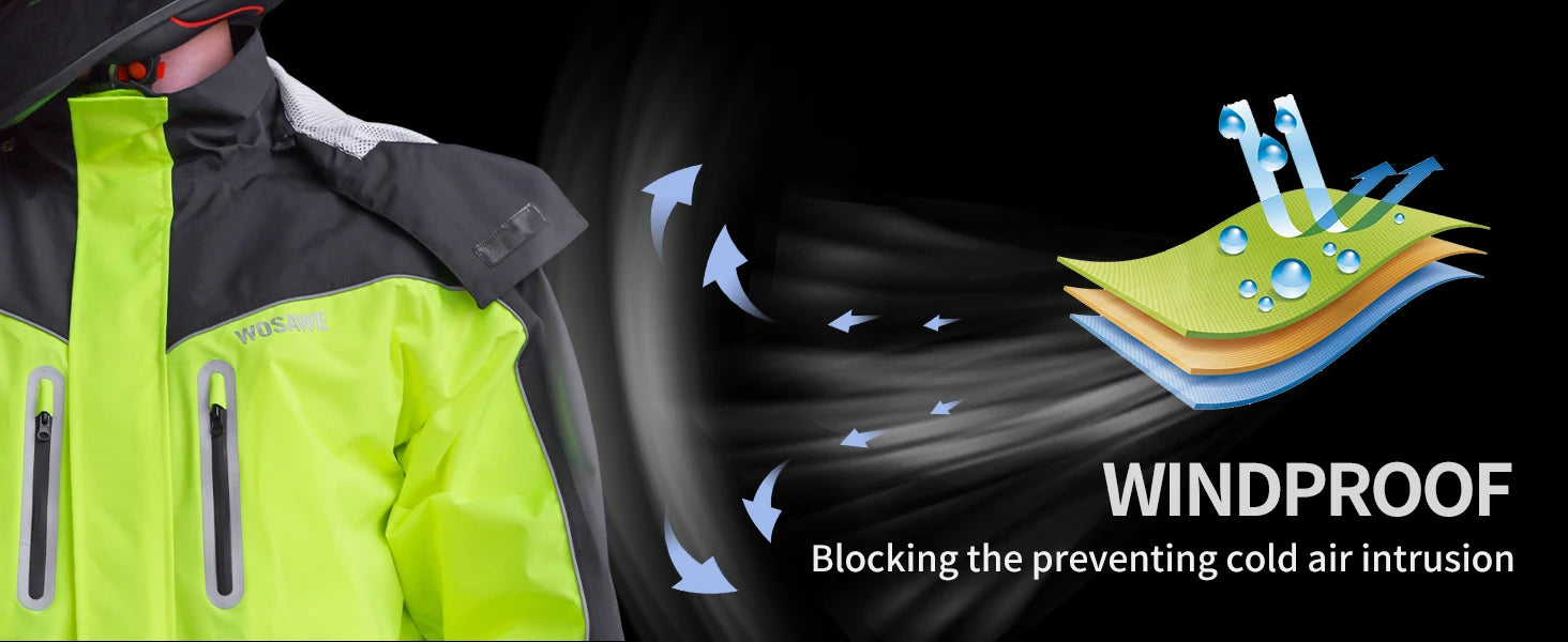 WOSAWE Motorcycle Raincoat Split Men Women Riding Rain CoatAnti-storm Locomotive Rain Cape Whole Body Waterproof Reflective