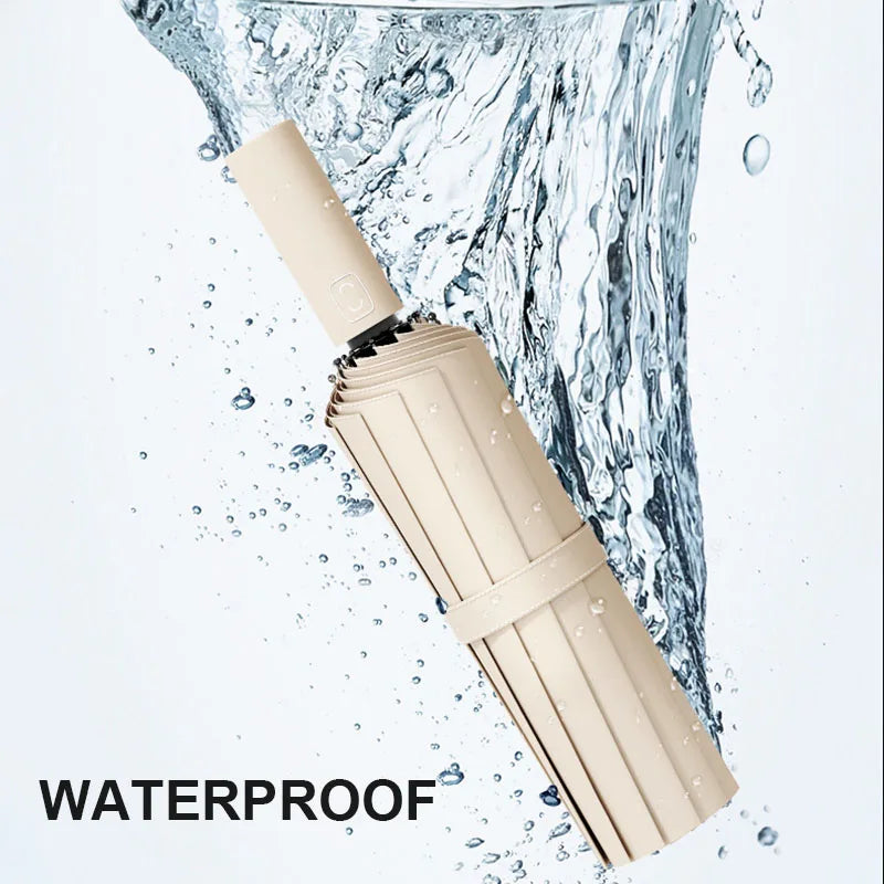 Large 24 Bone Solid Color Automatic Umbrella Light Collapsible Large Format Outdoor Sunshade UV Protection Automatic Umbrella