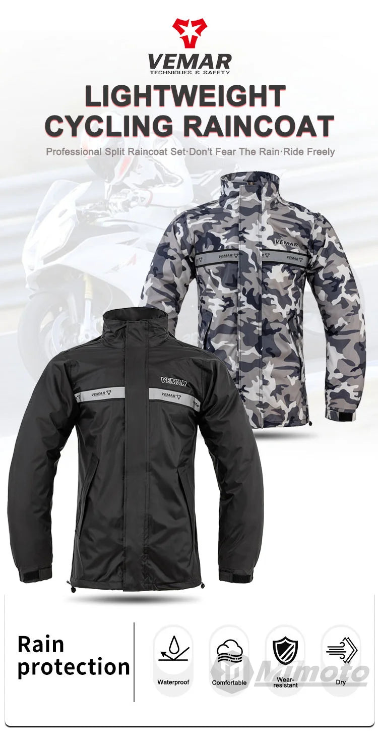 New Motorcycle Raincoat Suit Men Women Waterproof Motocross Raincoat Jacket Motorbike Raincoat Pants Reflective Bicycle Raincoat