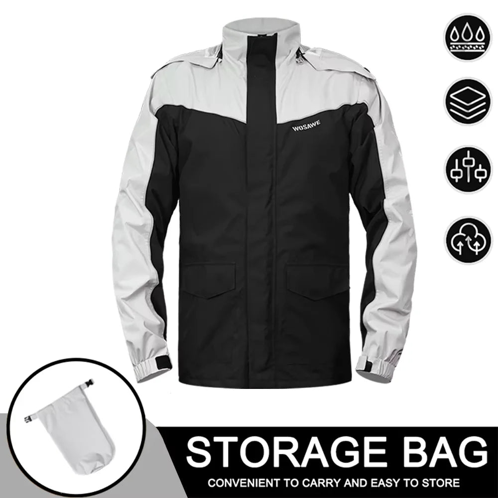 WOSAWE Motorcycle Raincoat Men's Rainproof Thickened plus-Sized Riding Full Body Split Single Raincoat Rain Pants