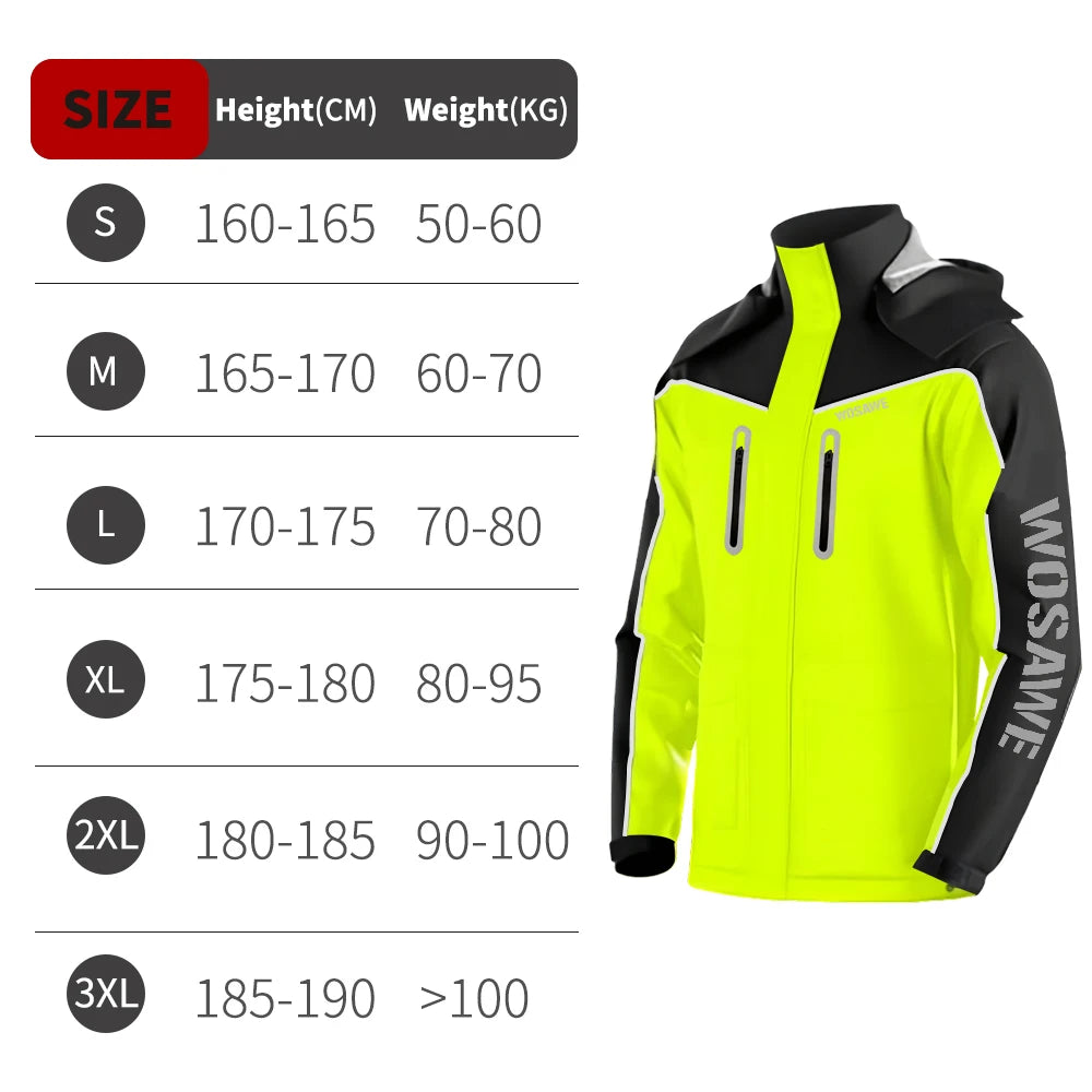 WOSAWE Motorcycle Raincoat Split Men Women Riding Rain CoatAnti-storm Locomotive Rain Cape Whole Body Waterproof Reflective