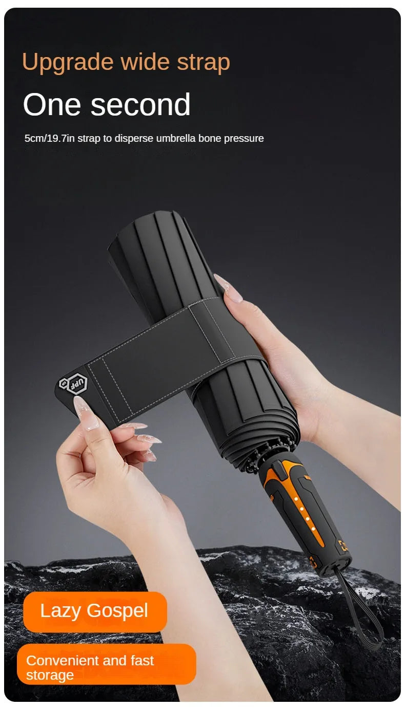 Mechanical handle umbrella, widened strap umbrella, automatic umbrella, large, sturdy, wind resistant, men's minimalist umbrella