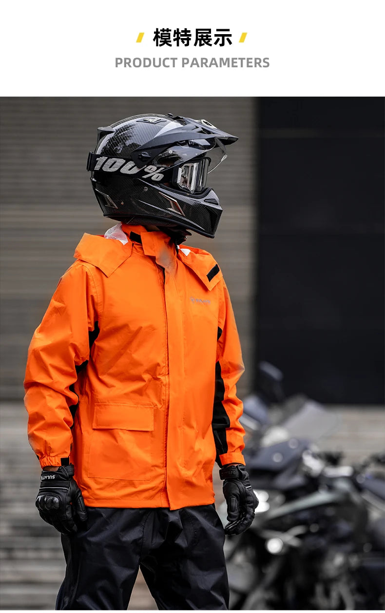 SULAITE Motorcycle Raincoat Suits Men Waterproof Rain Gear Rain Jacket Reflective Work Rain Coats Lightweight Hiking Rainsuit