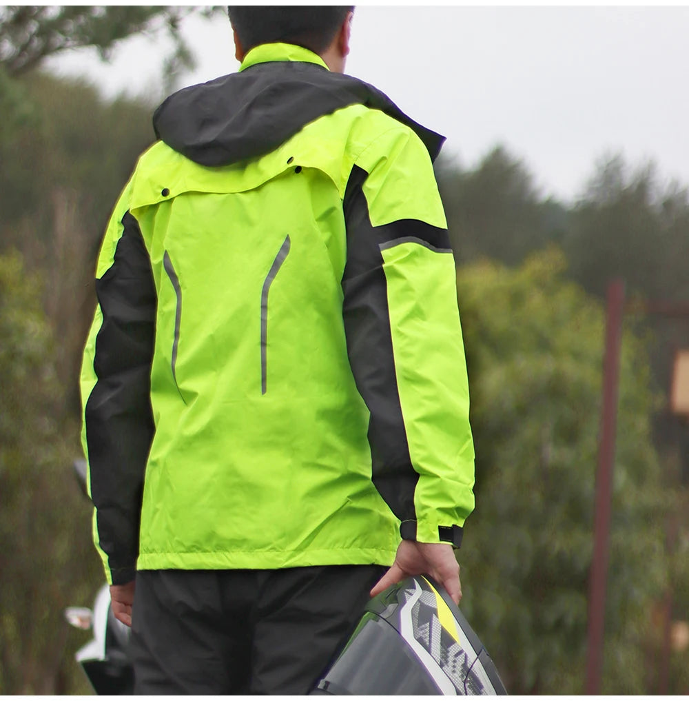 WOSAWE Motorcycle Raincoat Men's Rainproof Thickened plus-Sized Riding Full Body Split Single Raincoat Rain Pants