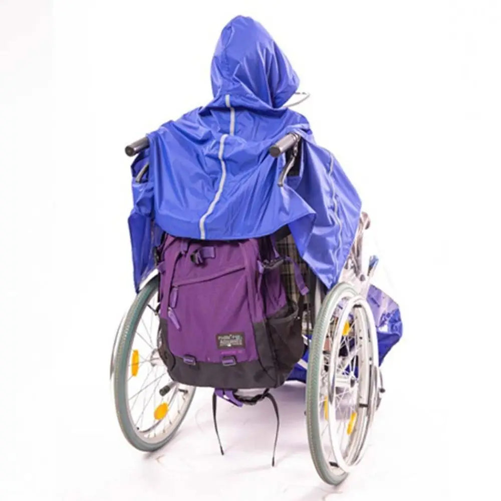 Reusable Wheelchair Rain Poncho Waterproof Reflective Strip Raincoat Cloak Lightweight with Hood Windproof Cape Old Scooter