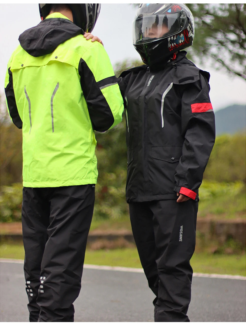 WOSAWE Motorcycle Raincoat Men's Rainproof Thickened plus-Sized Riding Full Body Split Single Raincoat Rain Pants