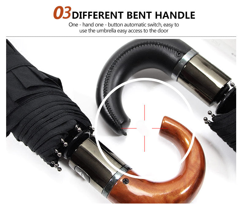 Genuine Parachase Folding Umbrella Brand Business Men Automatic Umbrella Rain Windproof Curved Handle Prasols for Adult