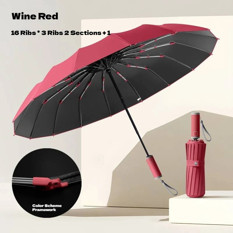 16K Double Bones Large Umbrella for Men Women Windproof Umbrellas Automatic Folding Strong Luxury Sun Rain Umbrella UV Business