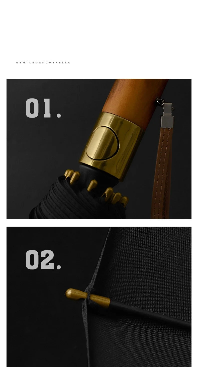 High-end wooden handle umbrella long handle umbrella straight rod dual-purpose umbrella advertising umbrella 16 bones men