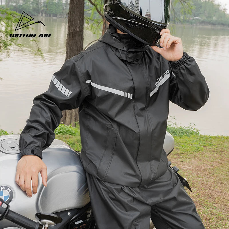Split Type Raincoat Rainpants 2Pcs/set Motorcycle Rider Riding Raincoat Suit New Upgrade Breathable Rainproof Night Reflective
