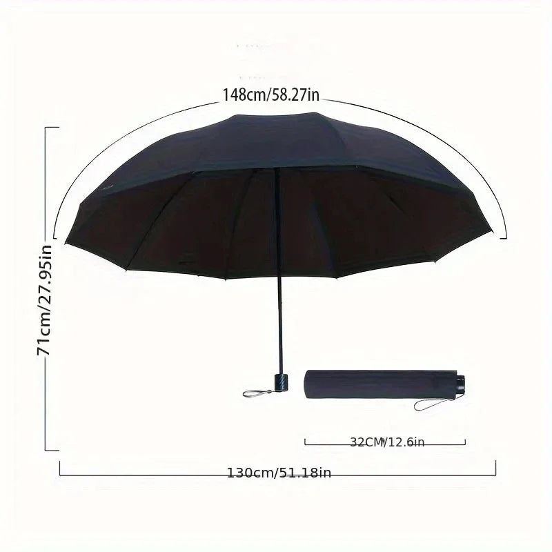130cm Extra-large Folding Umbrella Heavy-duty Reinforced Portable Travel Windproof Rain Umbrella For Travel Family Use New