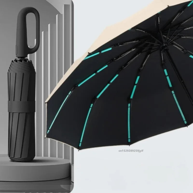 Strong Windproof Automatic Umbrella Sunshade UV Protection Folding Men's Umbrella Buckle Rain Large Parasol for Women