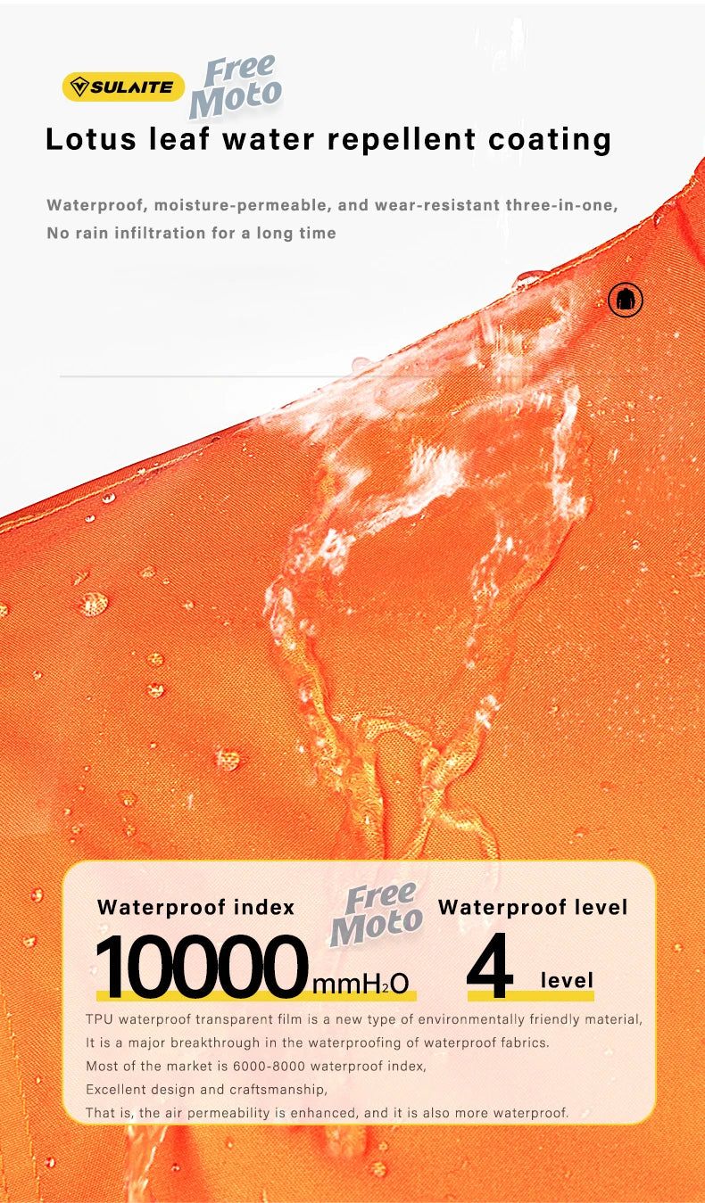 SULAITE Motorcycle Raincoat Suits Men Waterproof Rain Gear Rain Jacket Reflective Work Rain Coats Lightweight Hiking Rainsuit