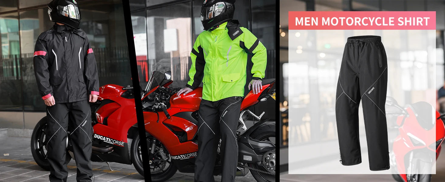 WOSAWE Motorcycle Raincoat Men Women Waterproof Jacket Hiking Windbreaker Breathable Reflective Fishing Camping Hooded Rain Coat