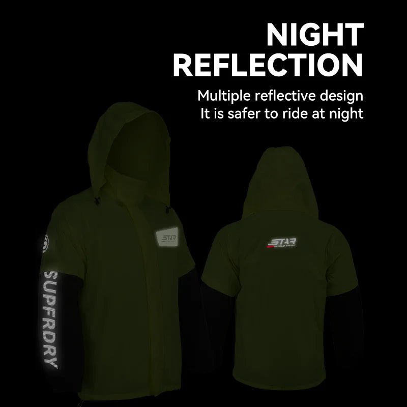 Star Field Knight Motorcycle Riding Raincoat Set Raincoat Rainpants Split Men And Women's Thin Reflective Waterproof Clothing