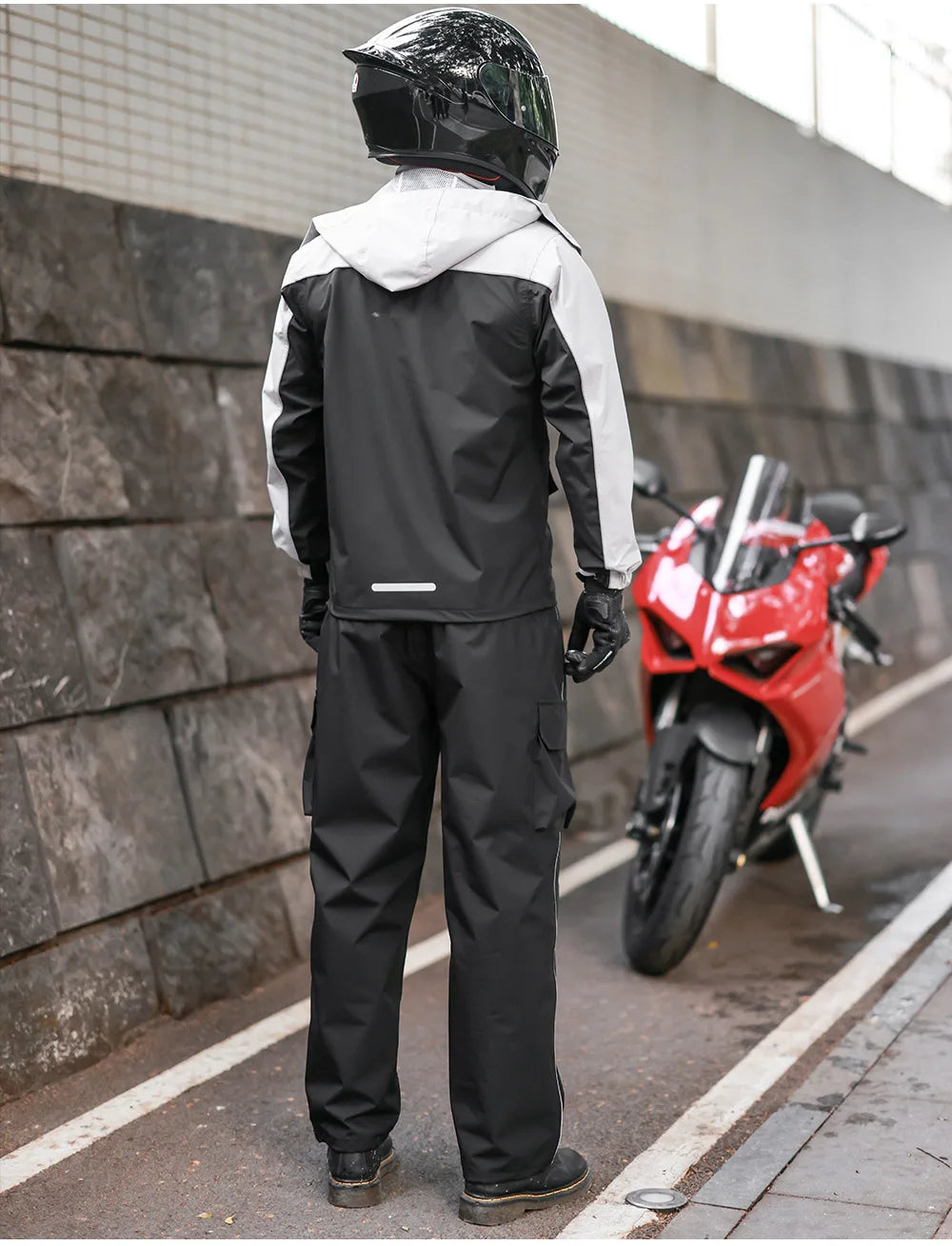 WOSAWE Motorcycle Raincoat Suit Moto Rider Split Waterproof Jacket Rain Pants E-bike Hiking Fishing Camping Foldable Rainwear