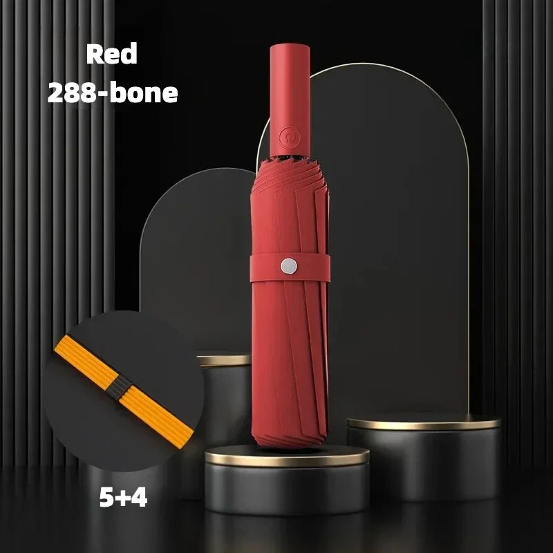 Stormproof Windproof Automatic Umbrella,288 Reinforced Fiberglass Ribs, Sun UV UPF50+ Protect, Compact Folding Rain Umbrella Men