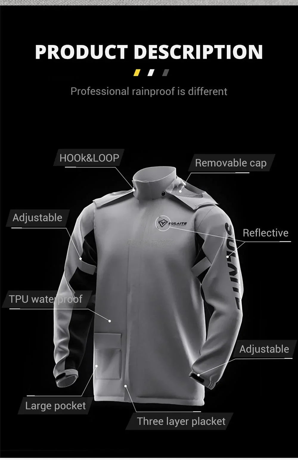 Waterproof Motorcycle Rain Suit-Full Body Raincoat & Rain Pants Set with Reflective Strips Fit for Men Women All-Weather Cycling