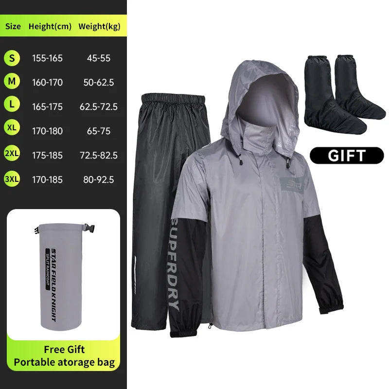 Star Field Knight Motorcycle Riding Raincoat Set Raincoat Rainpants Split Men And Women's Thin Reflective Waterproof Clothing